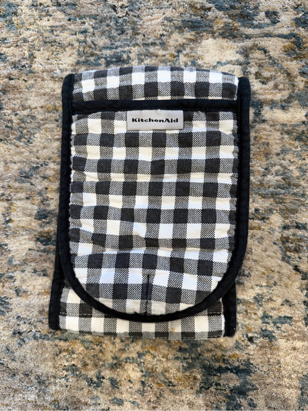 KitchenAid Black & White Gingham Double Oven Mitt
